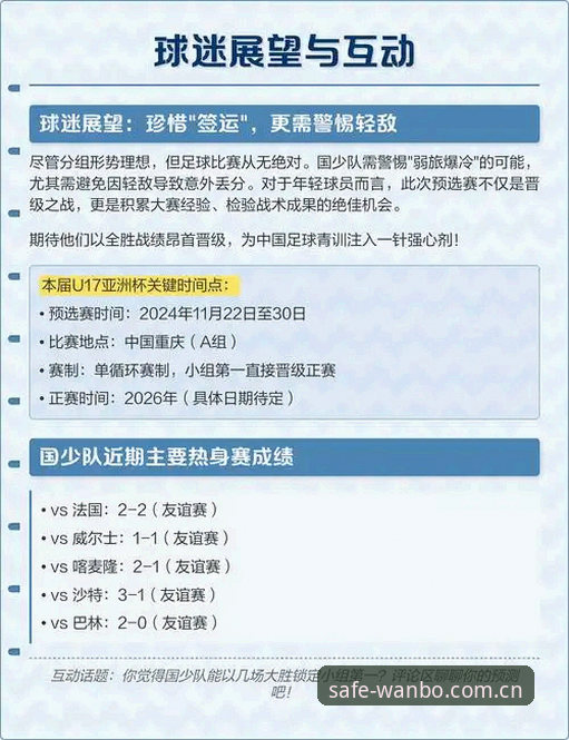U17世界杯抽签揭晓：中国国少队实用备战指南与小组形势深度分析